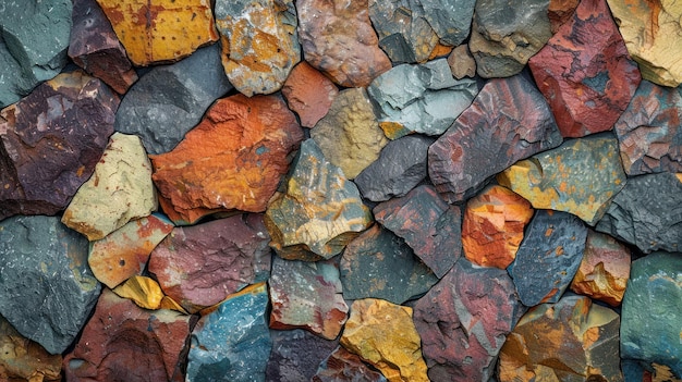 Uma parede de rocha colorida e vibrante