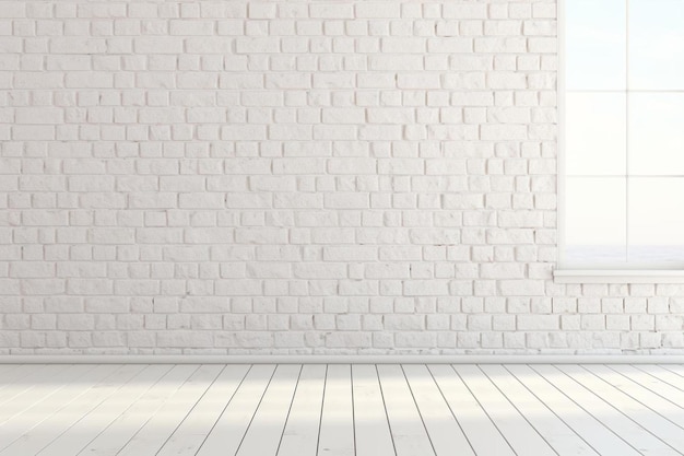 uma parede de tijolos brancos com uma janela e uma parede de tijolos brancos.