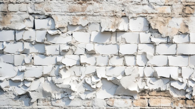Uma parede de tijolos brancos uma velha parede rachada