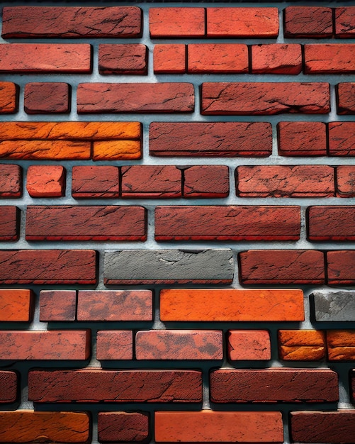 Uma parede de tijolos que é vermelha e cinza