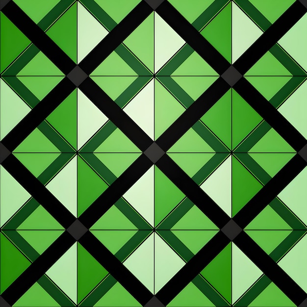 Foto uma parede de xadrez verde e preta com um padrão de diamante verde
