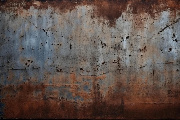 Uma parede enferrujada com uma pintura enferrujada e enferrujada