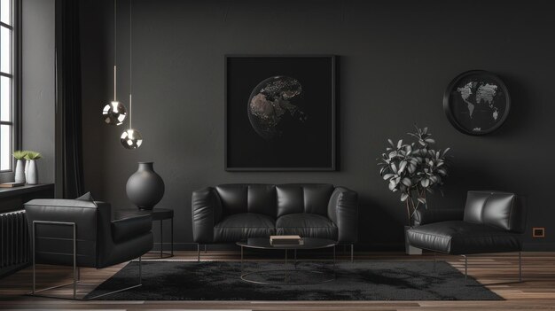 uma parede minimalista de uma sala de estar moderna