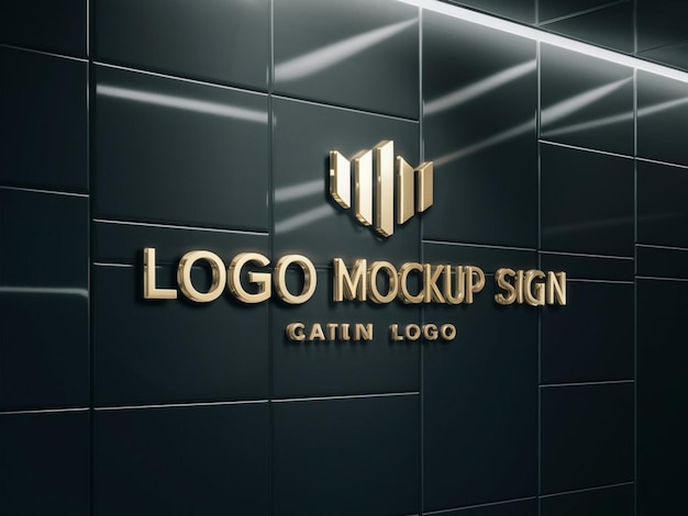 uma parede preta com um logotipo para o estúdio do logotipo