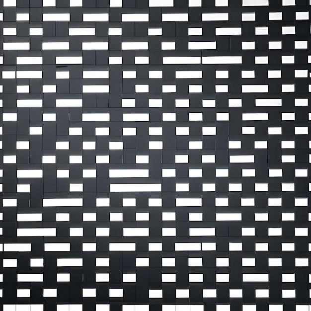 Uma parede preta e branca com uma grade de quadrados no meio.
