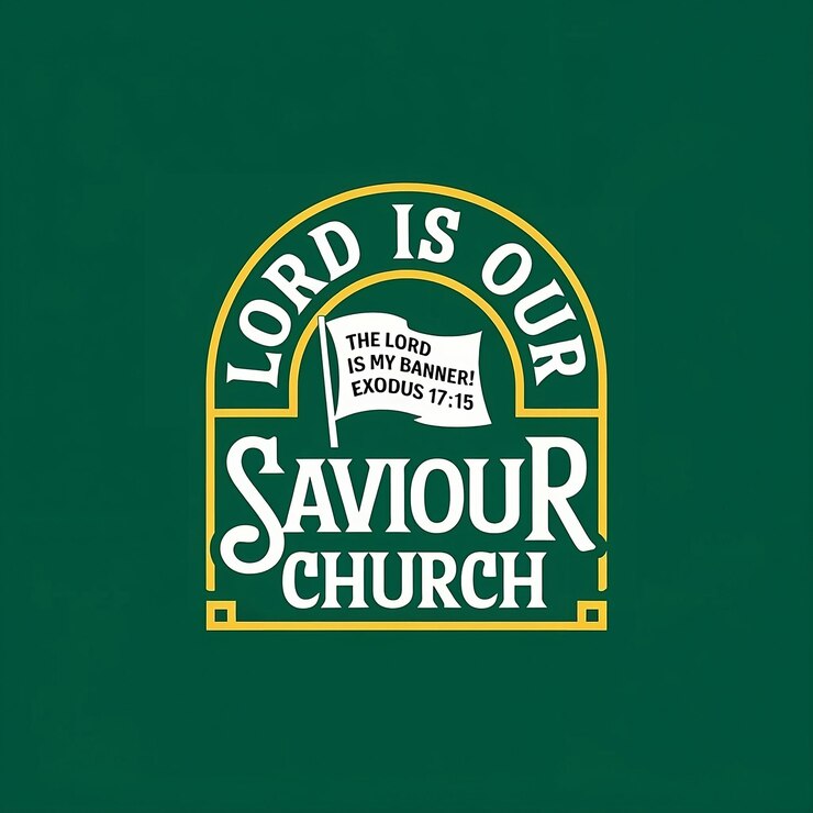 Foto uma parede verde com um logotipo para a igreja do senhor