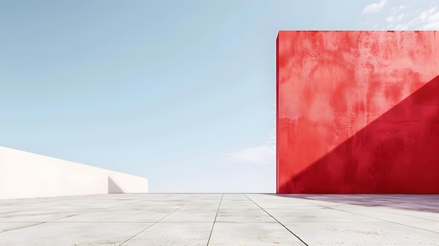uma parede vermelha com uma porta vermelha e uma parede vermella