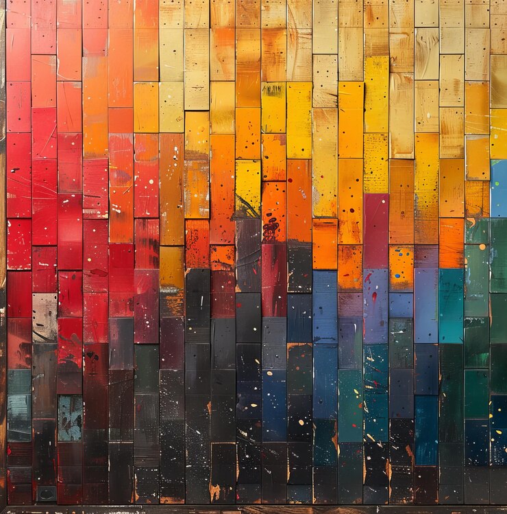 Foto uma peça de arte colorida com um fundo colorido e um padrão colorido