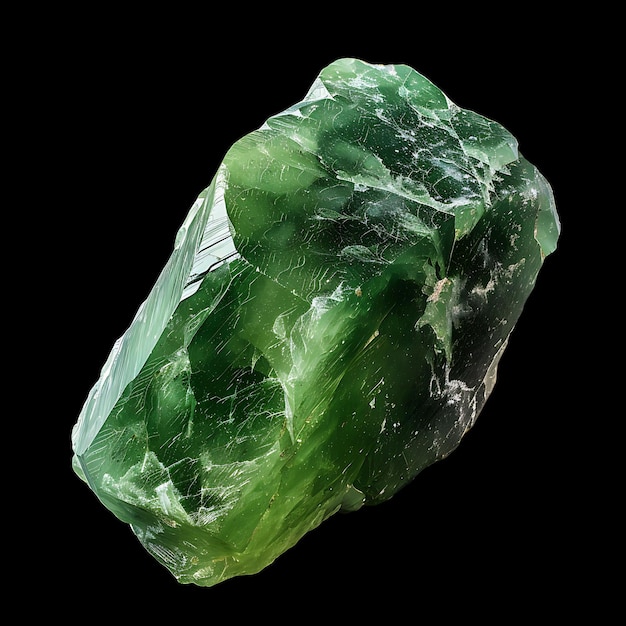 Foto uma pedra de quartzo verde com fundo preto
