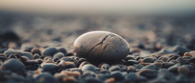 Uma pedra lisa e atraente fica na praia Generative AI