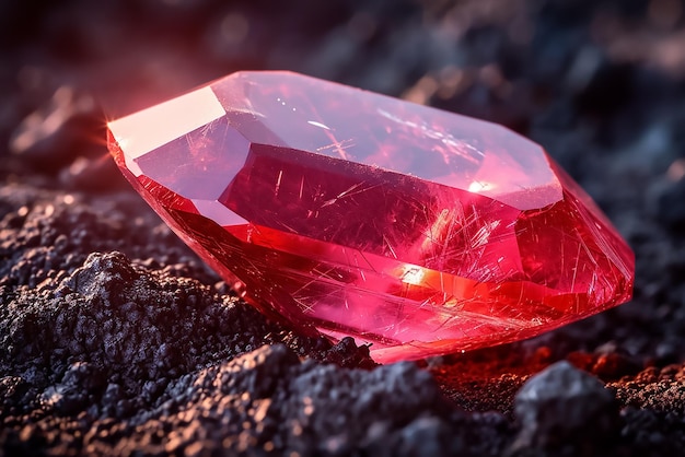 Foto uma pedra preciosa de diamante vermelho rubí