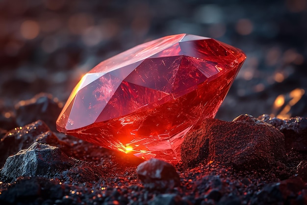 Foto uma pedra preciosa de diamante vermelho rubí