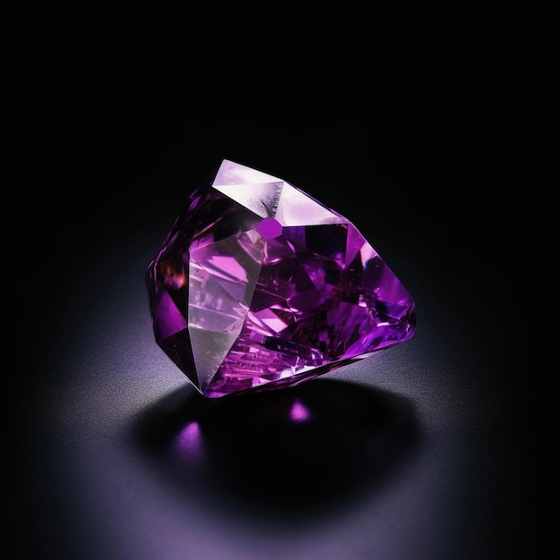 Uma pedra preciosa roxa com um diamante roxo no topo.