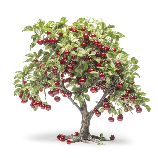 Uma pequena árvore com frutos vermelhos