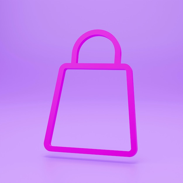 Uma pequena bolsa colorida para armazenar coisas com uma corda amarrada em um fundo colorido renderização 3D de um ícone de bolsa