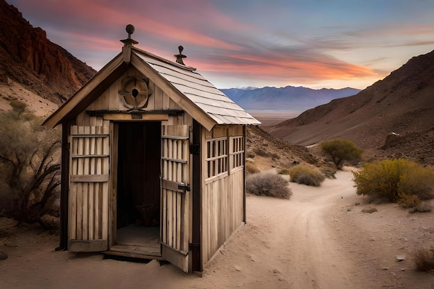 Uma pequena cabana no deserto é um símbolo do deserto.