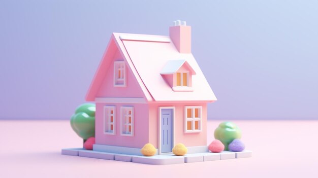 uma pequena casa 3D repleta de fofura irresistível Esta residência em miniatura meticulosamente trabalhada acena com seu fascínio caprichoso Admire as pequenas janelas transportam você para um mundo de maravilhas