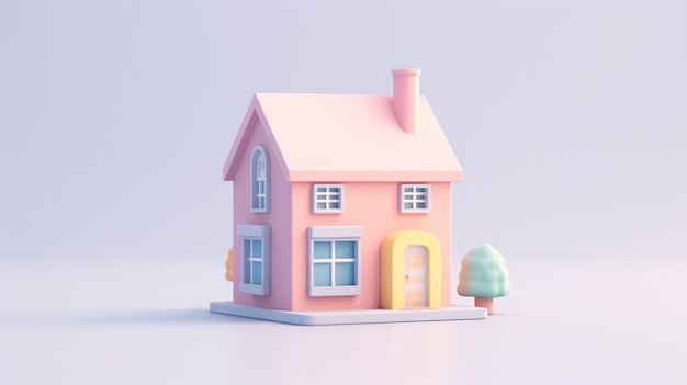 uma pequena casa 3D repleta de fofura irresistível Esta residência em miniatura meticulosamente trabalhada acena com seu fascínio caprichoso Admire as pequenas janelas transportam você para um mundo de maravilhas