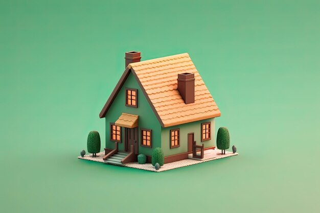 Uma pequena casa com um telhado castanho e um telheiro castanho com um teto castanho.