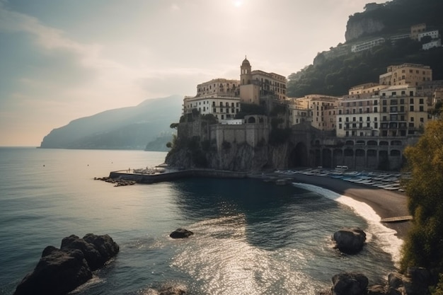 Uma pequena cidade na costa da Itália