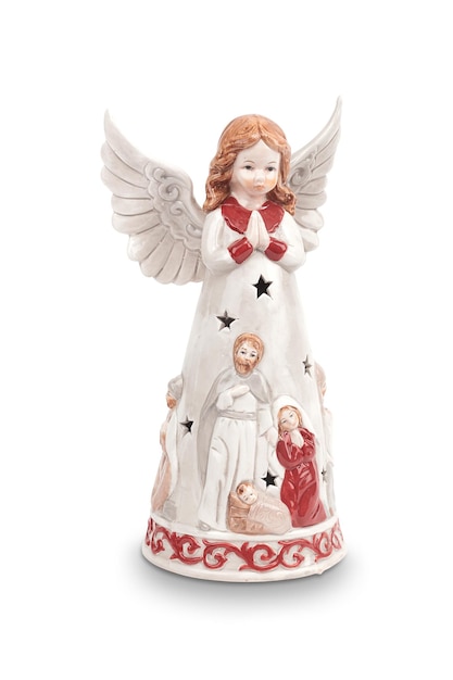 Uma pequena estatueta de anjo com as palavras anjos nela.