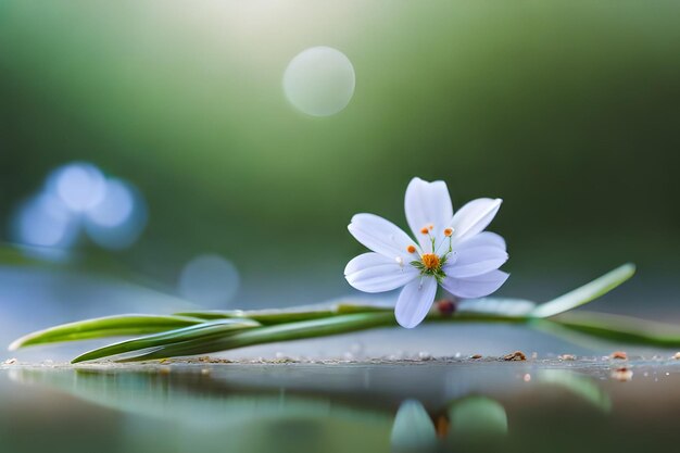 uma pequena flor azul na grama