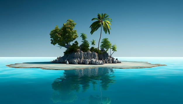 Foto uma pequena ilha com palmeiras