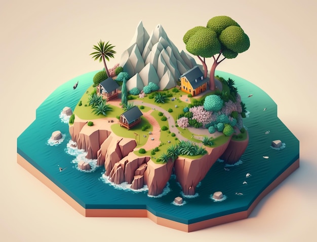 Uma pequena ilha com uma pequena casa nela.