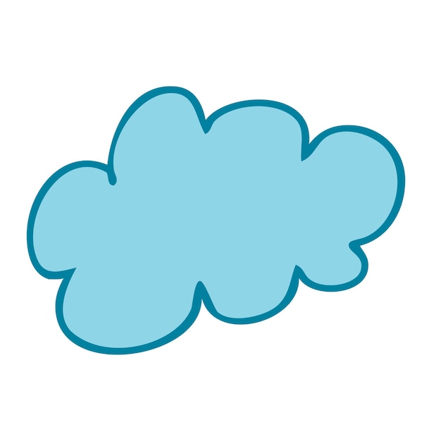 Uma pequena nuvem azul com uma ilustração vetorial de traçado em estilo desenhado à mão