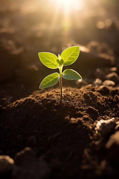 Uma pequena planta é arrancada do solo