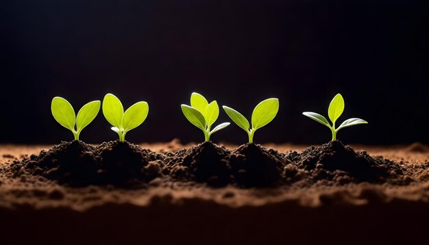 Foto uma pequena planta está crescendo em uma pilha de terra