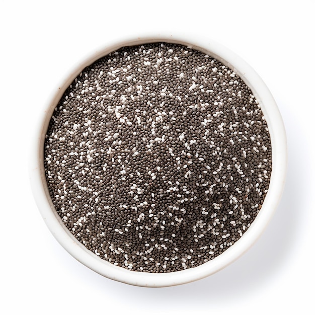 uma pequena tigela de sementes de chia