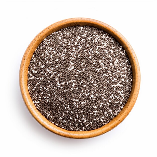 uma pequena tigela de sementes de chia