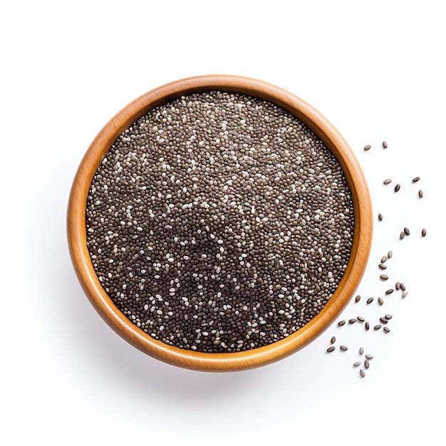 uma pequena tigela de sementes de chia