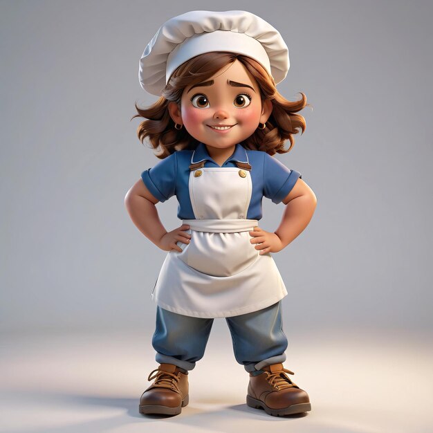 uma personagem de desenho animado em um uniforme de chef