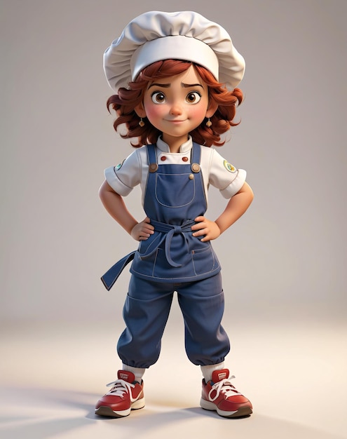 uma personagem de desenho animado em uma roupa de chef