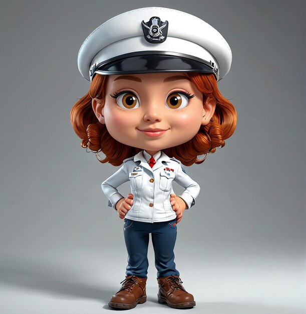 uma personagem de desenho animado em uniforme branco