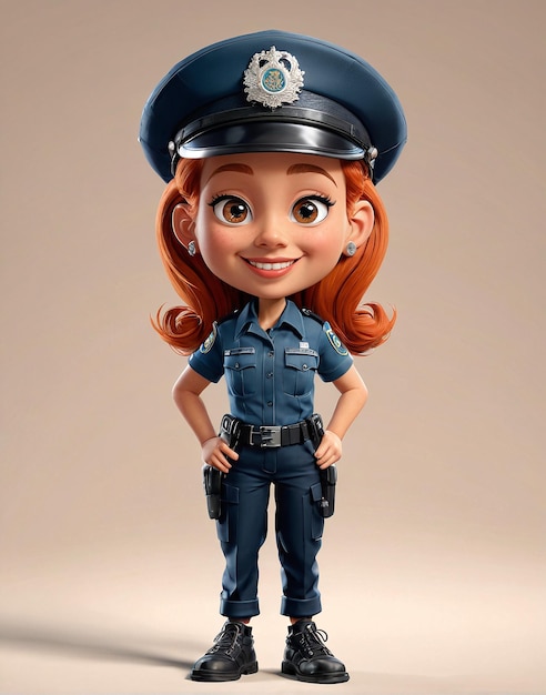 uma personagem de desenho animado em uniforme de polícia