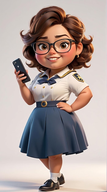 uma personagem de desenho animado em uniforme escolar