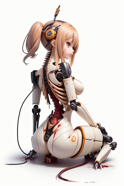 Uma personagem robô feminina com um corpo branco e um grande corpo branco.