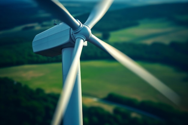 Foto uma perspectiva aérea de uma ia geradora de turbina eólica rotativa