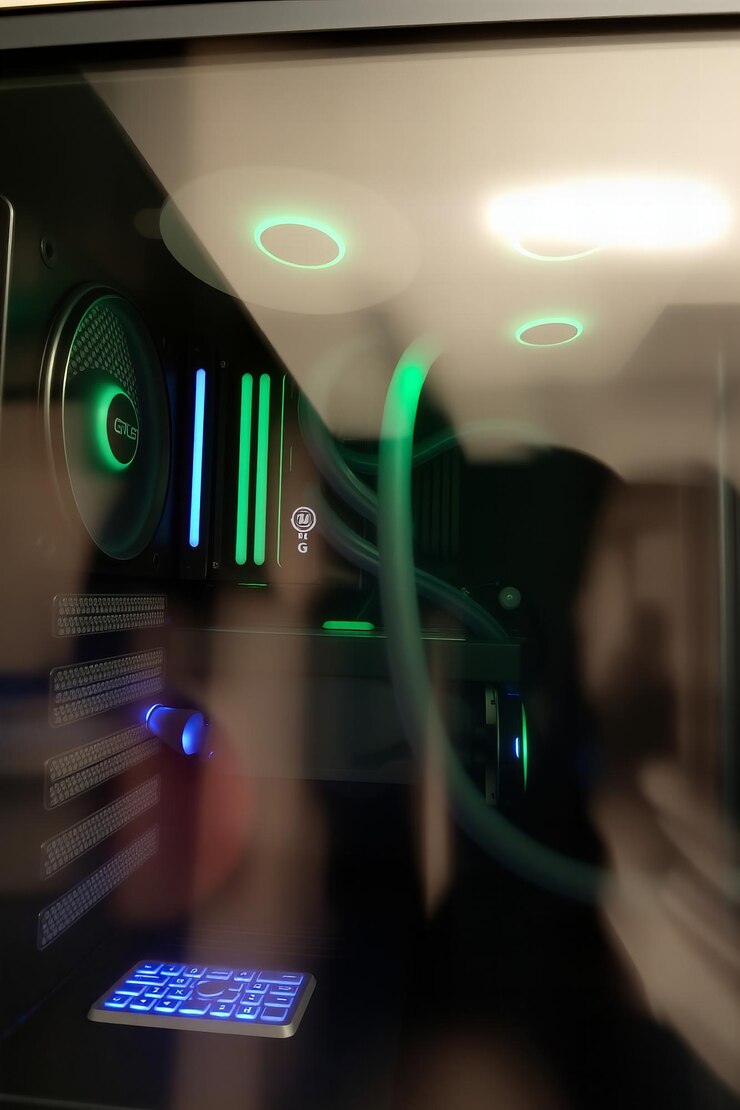 Foto uma pessoa é refletida em um carro com a luz verde acesa