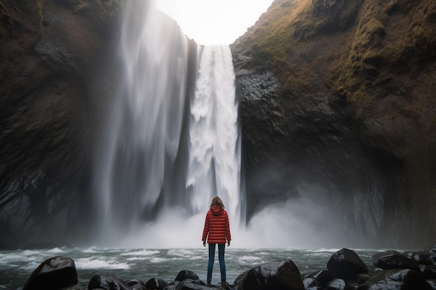 Uma pessoa em pé sob uma cachoeira de saúde mental