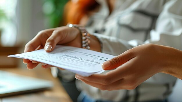 Foto uma pessoa entregando documentos de empréstimo