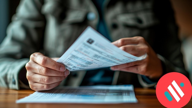 Uma pessoa entregando o papel de parede das demonstrações financeiras