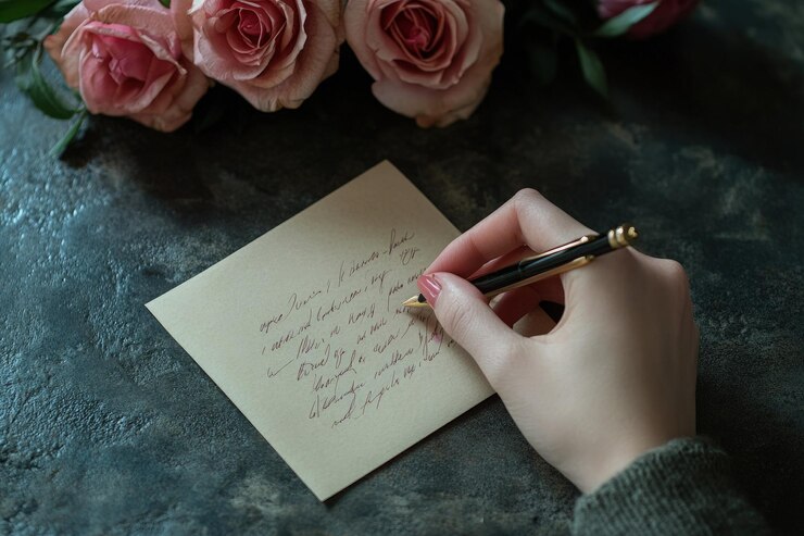 Foto uma pessoa escrevendo em um pedaço de papel com uma caneta