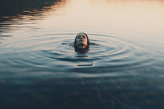 Uma pessoa flutuando de costas em um lago calmo saúde mental