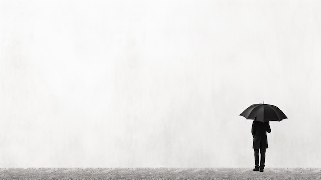 uma pessoa parada na chuva com um guarda-chuva