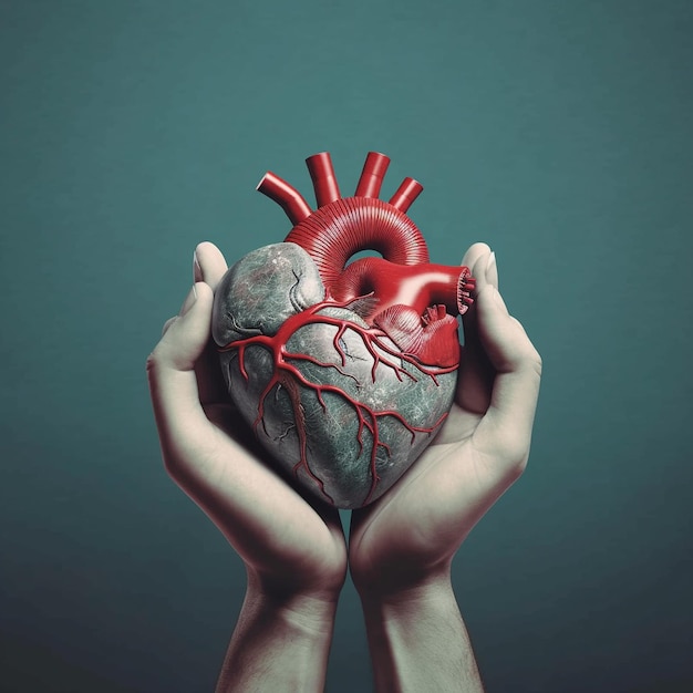 Uma pessoa segurando um coração com um coração no meio.