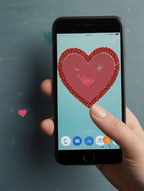 Foto uma pessoa segurando um telefone com um coração nele